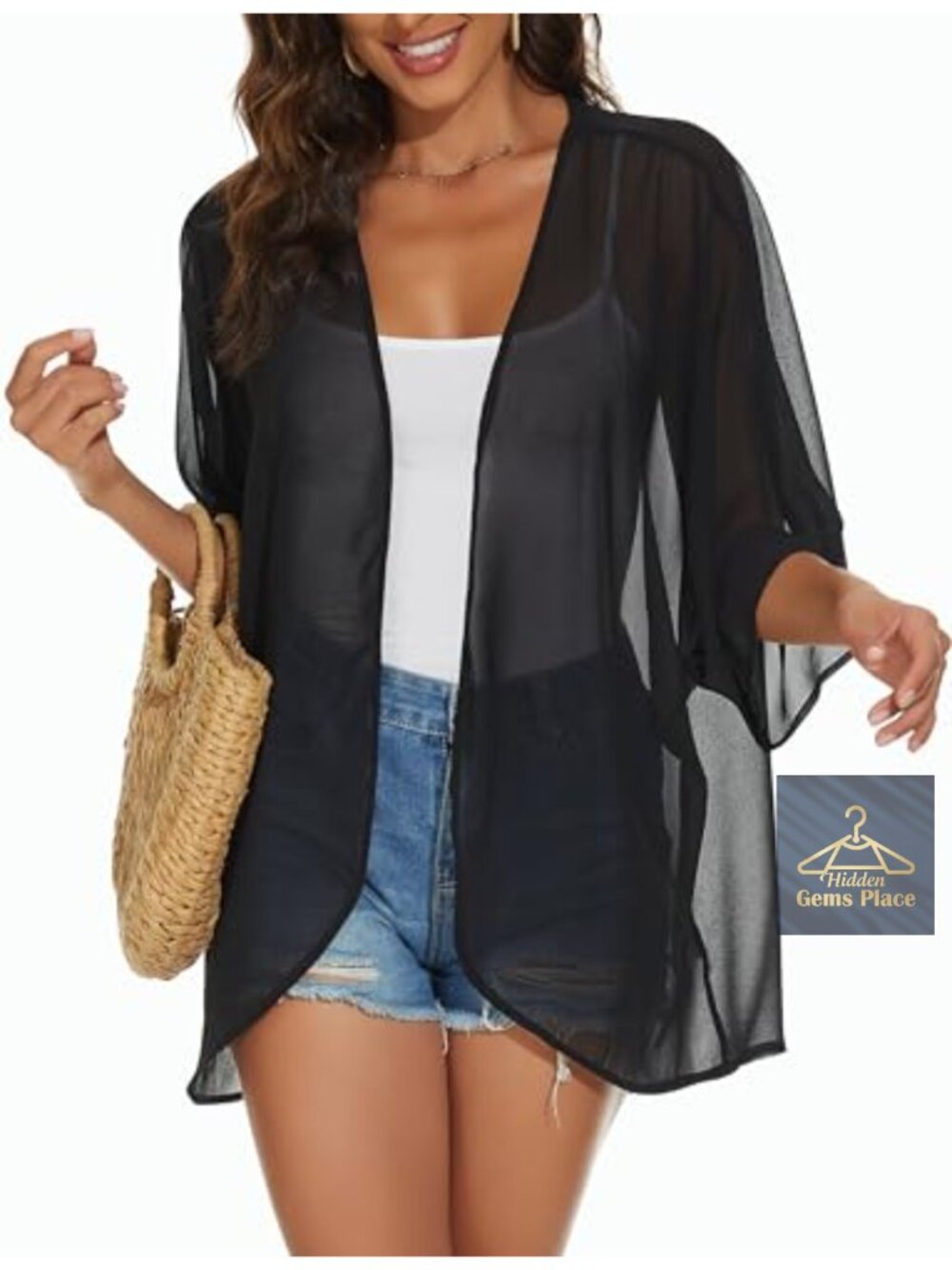 Womens Kimono Cardigan Beach Coverup Lightweight Loose Summer Top
